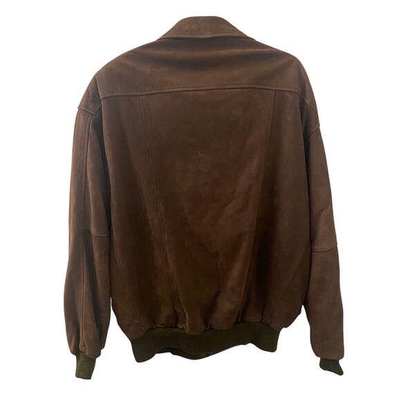 90s Vintage Timberland Dark Brown Cowhide Leather Bomber Jacket Size Large - Picture 2 of 8